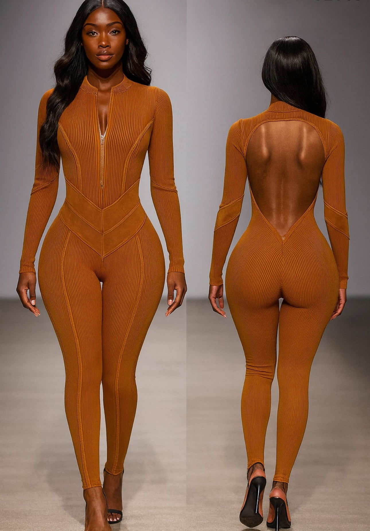Ribbed Open Back Jumpsuit