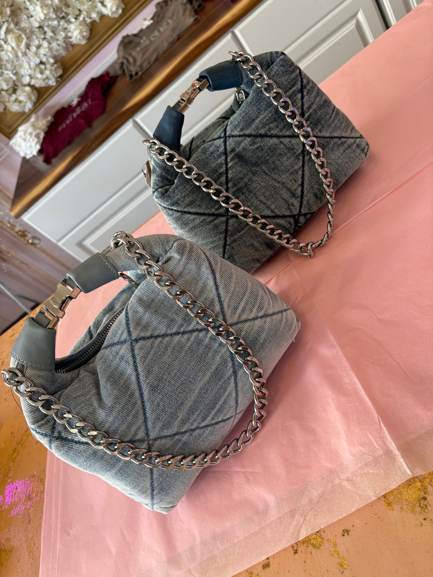 Denim Quilted Handbag
