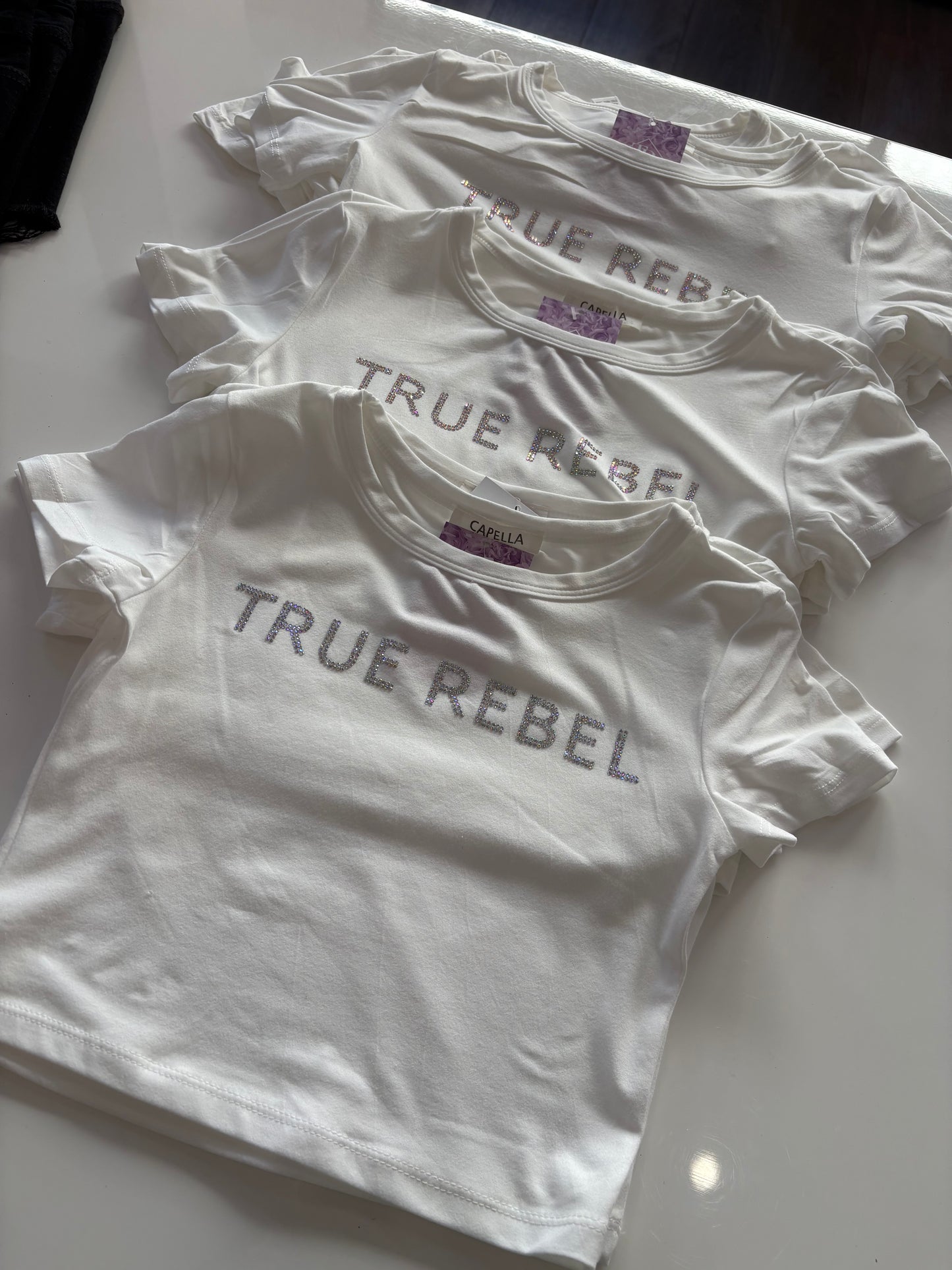 True Rebel Rhinestone cropped tee 2