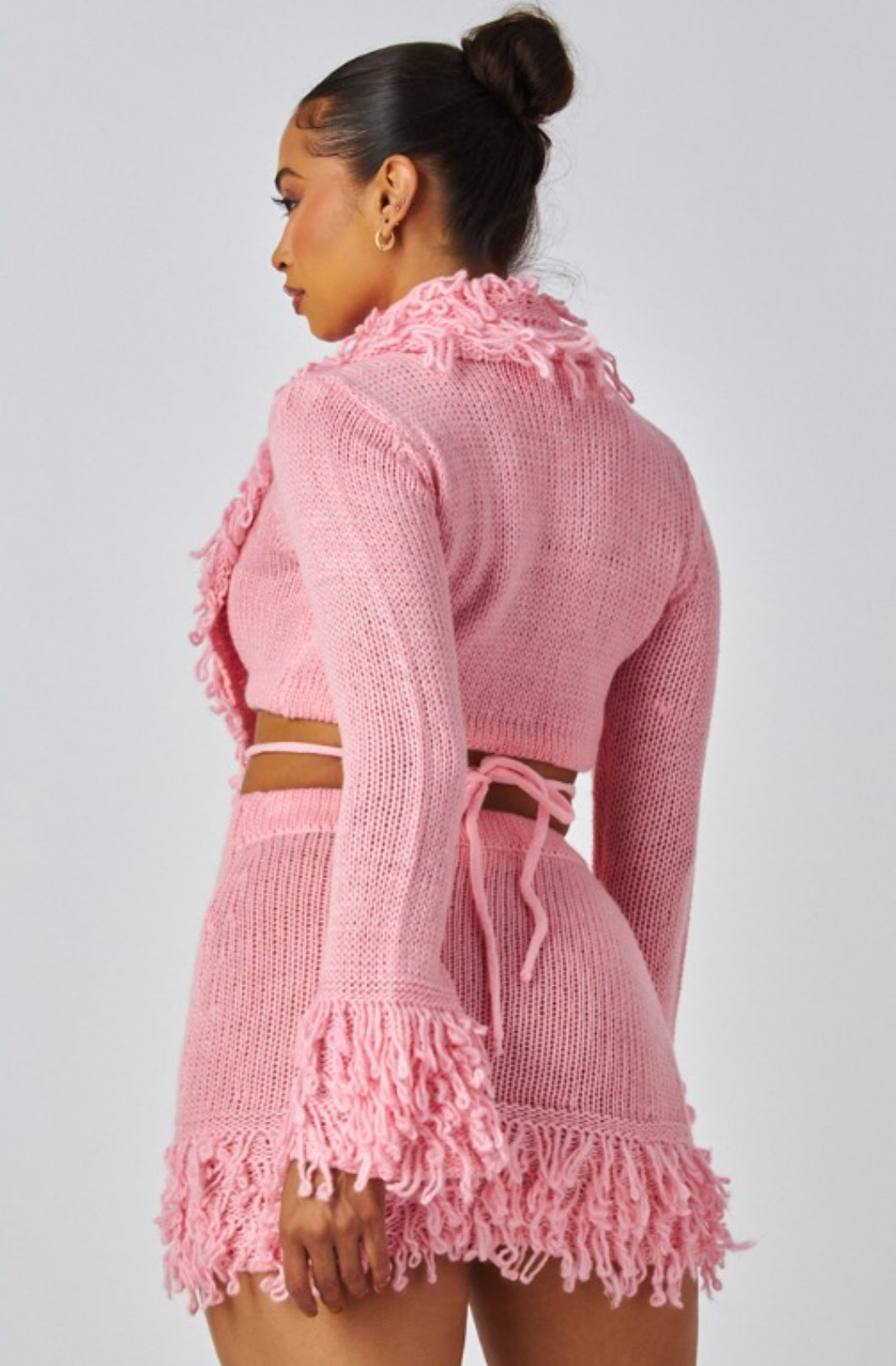 Sweater Knit Fringe Skirt Set