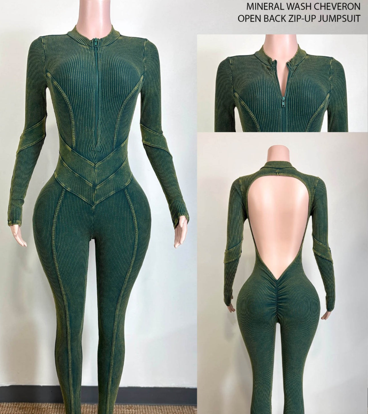 Ribbed Open Back Jumpsuit