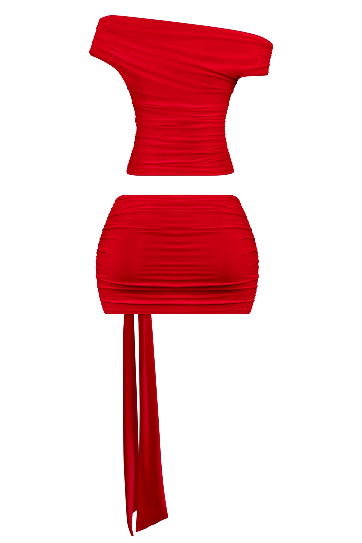 Ruched mini Skirt set