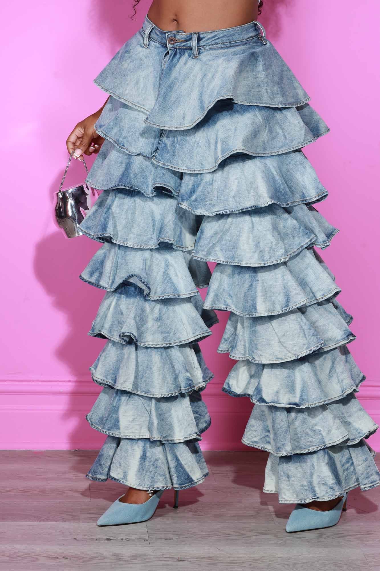 Denim Ruffle Jeans