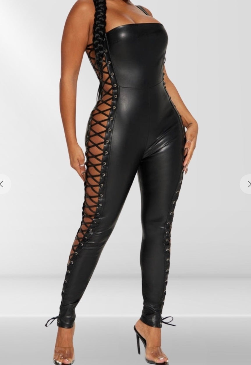 Leather Strapped Jumpsuit