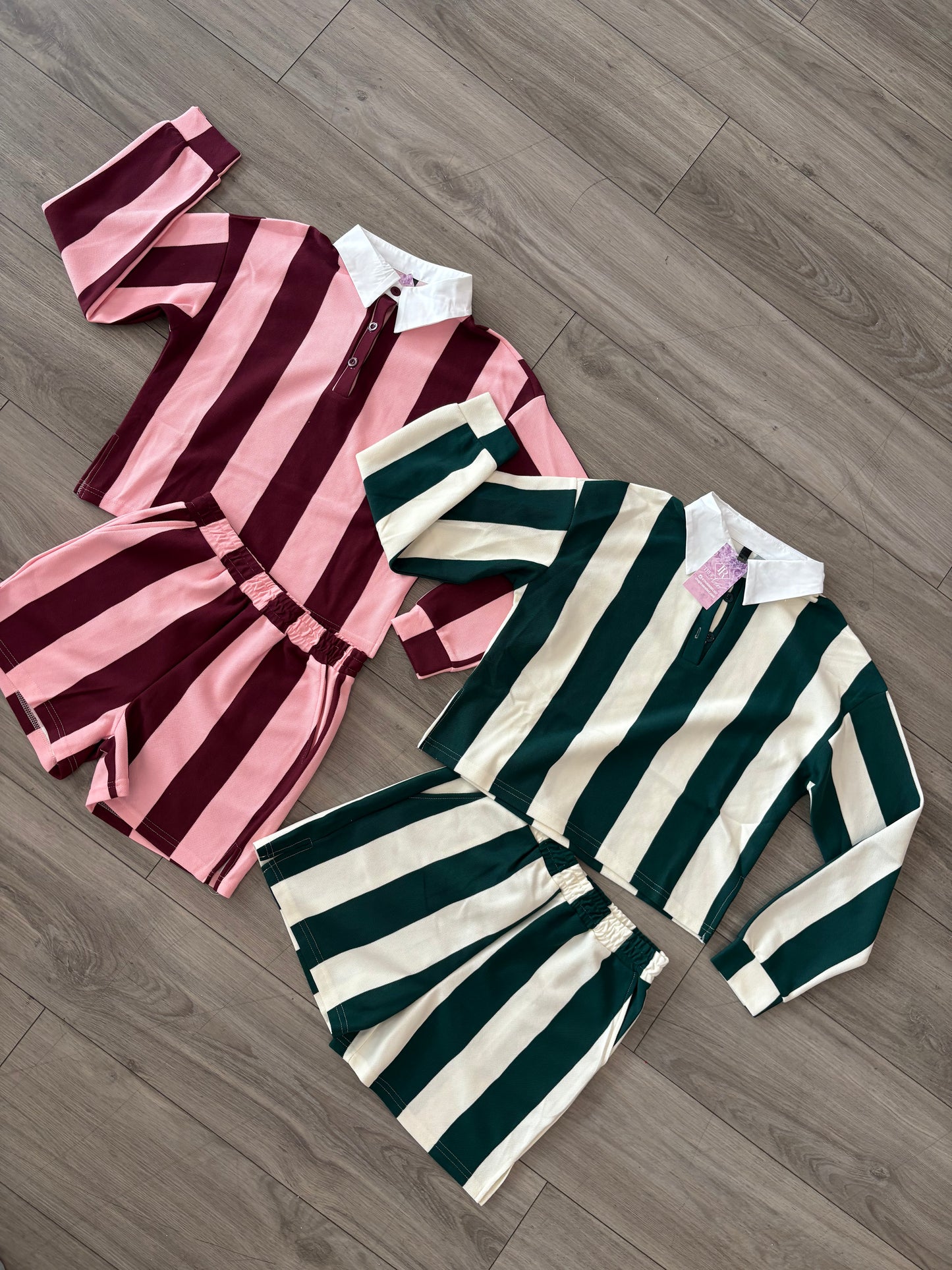 Stripe Collar Short set