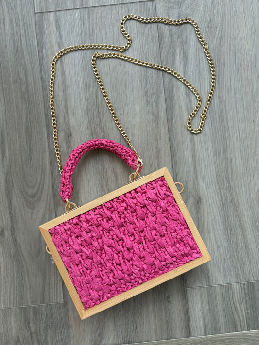 Fuchsia Straw handbag