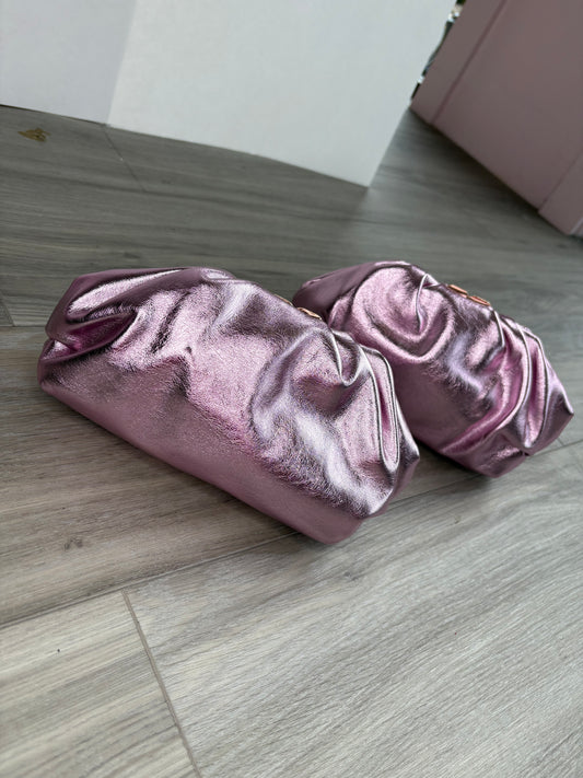 pink foil handbag