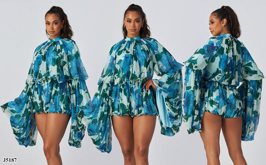Floral Drapped Romper