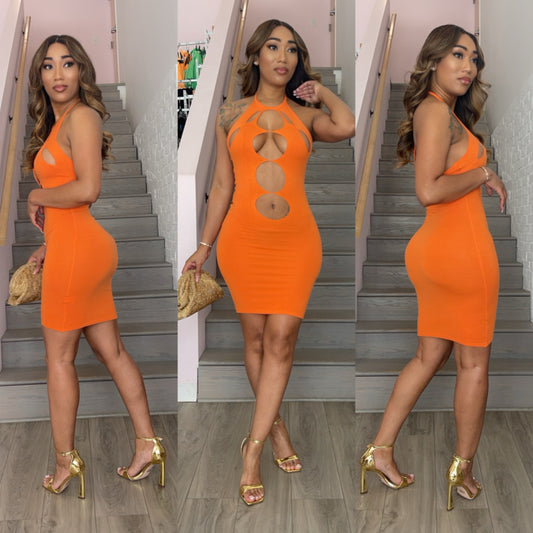 Tangerine KeyHole Mini Dress