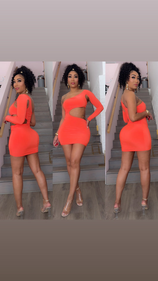 One shoulder cut out dress