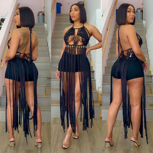 Rio Black Fringe top