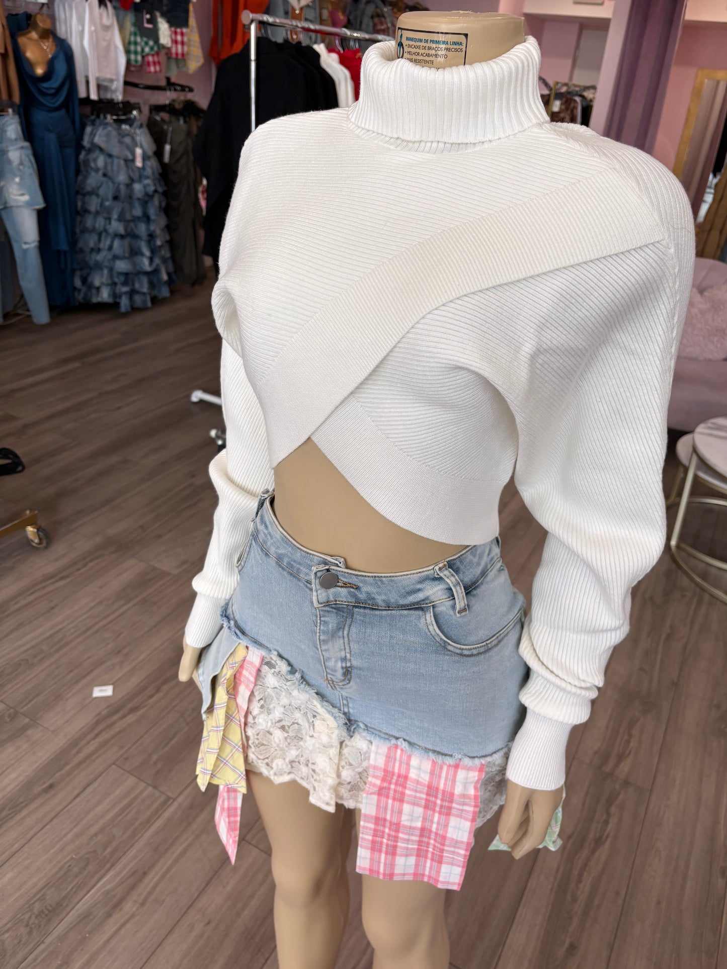 Ribbed Cross over sweater