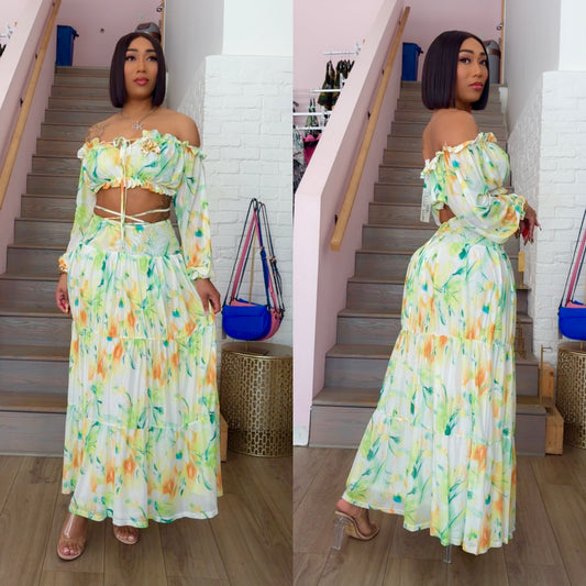 Tulip Mesh Maxi Skirt Set