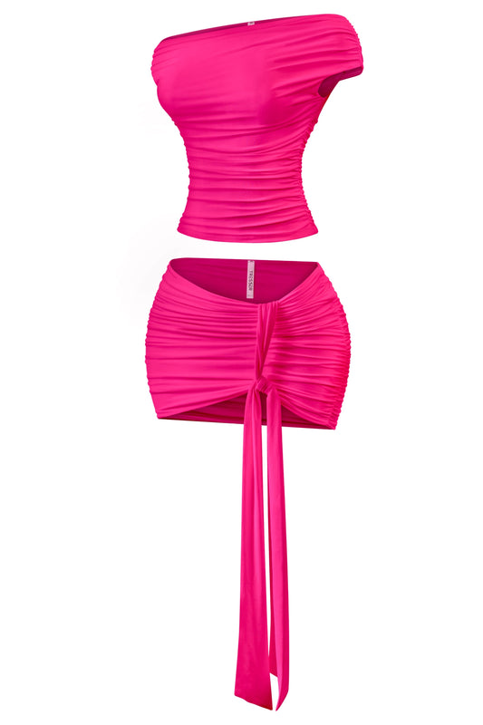 Ruched mini Skirt set