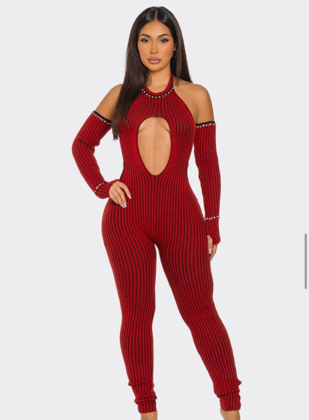 Knit Jumpsuit with sleeves