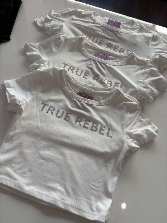 True Rebel Rhinestone cropped tee 2