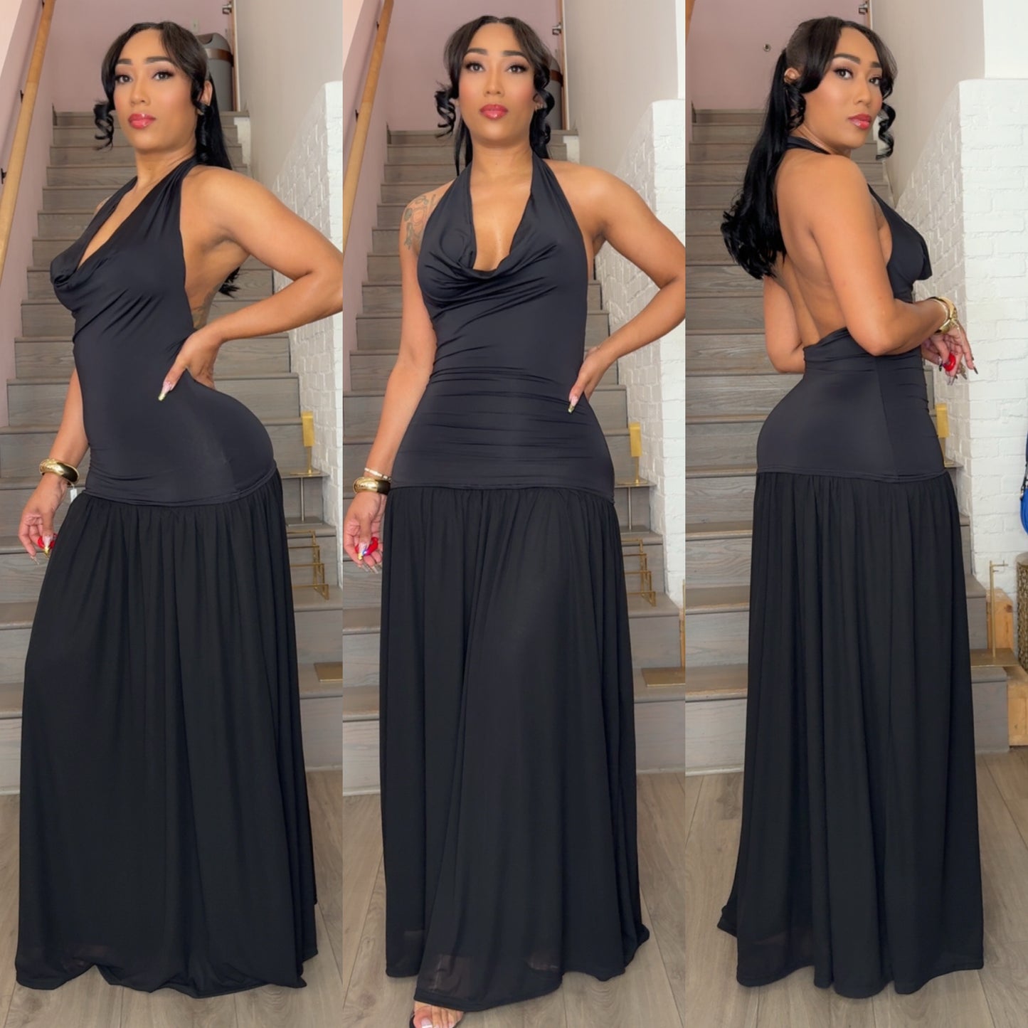 Cowl Neck Ammo Maxi dress