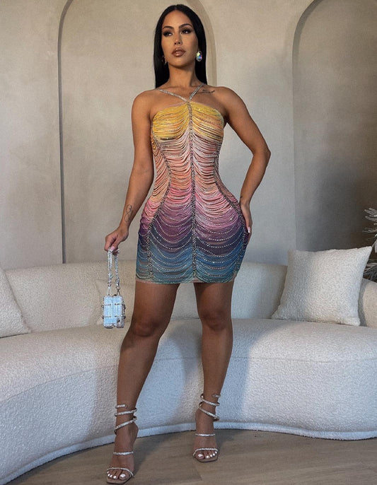 Rainbow Mesh Dress