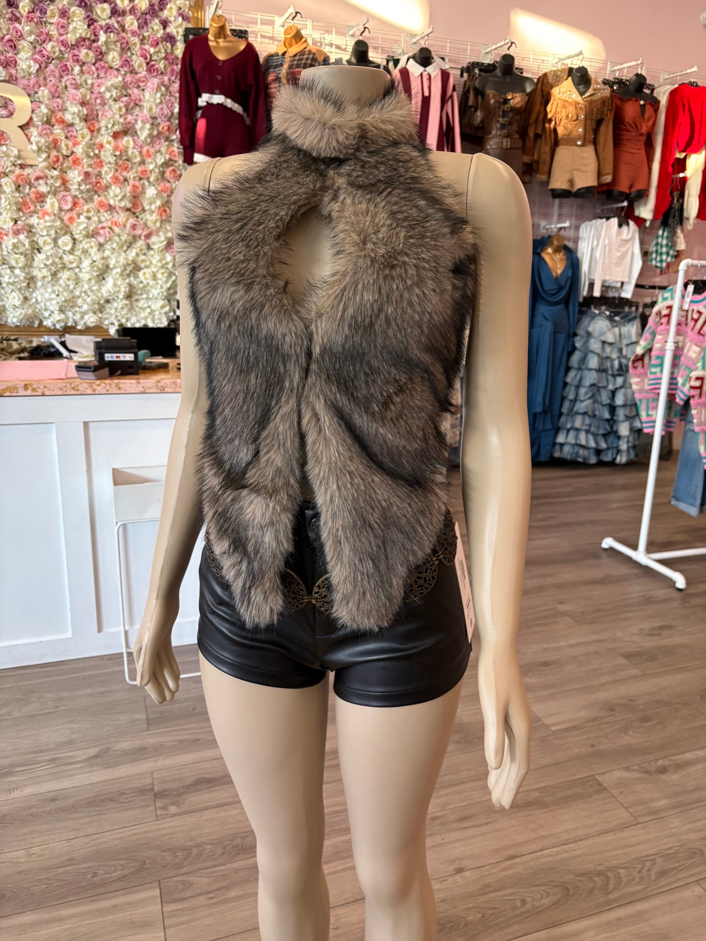 Fur Halter Top