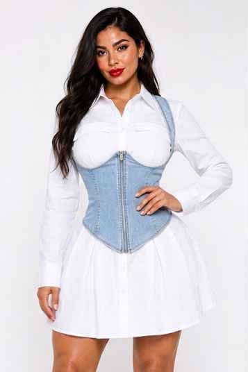 2pc Denim Corset dress