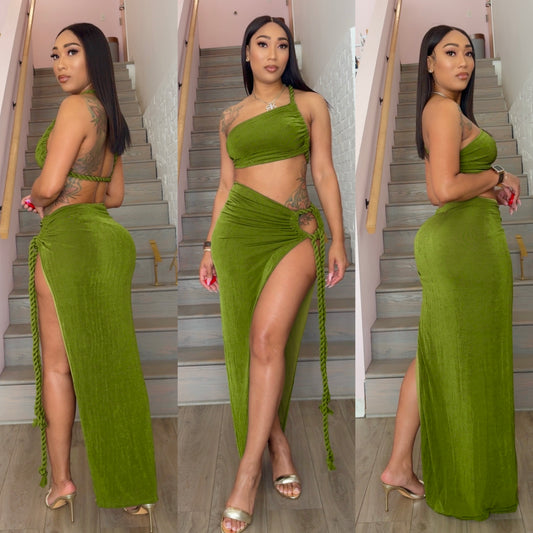 Green Goddess Maxi Skirt Set