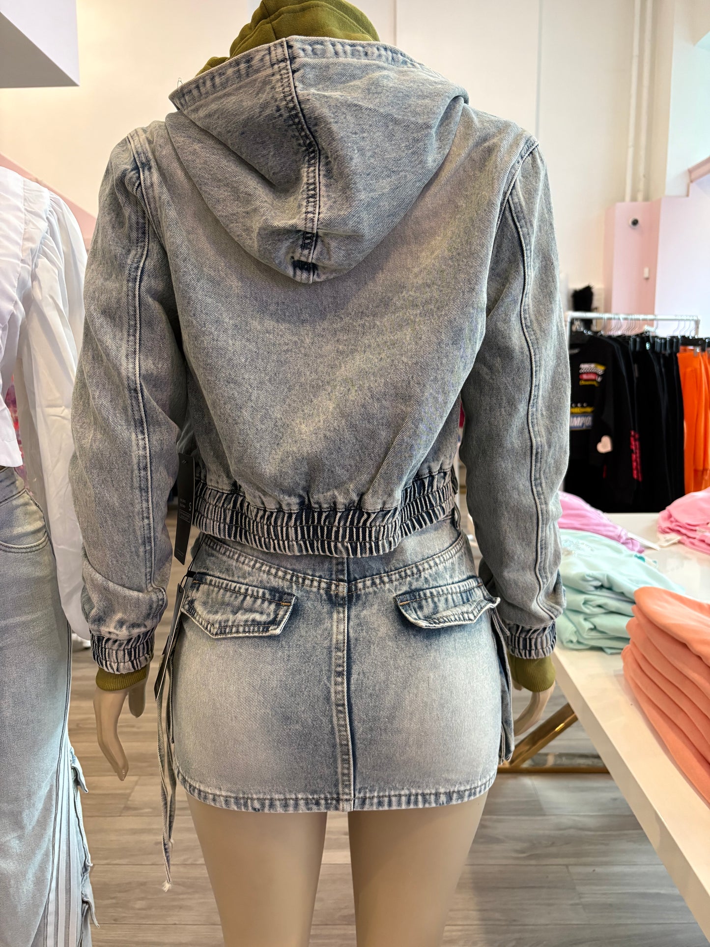 Hooded Denim Jacket & Skirt set