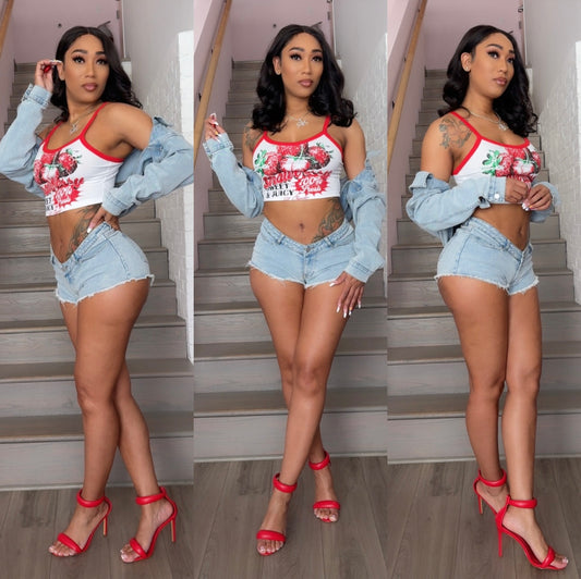 Megan Denim Short set