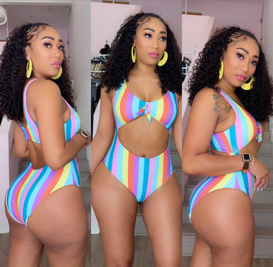 Stripe one piece monokini