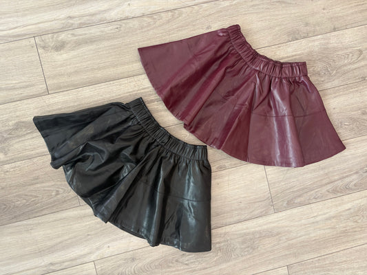 Leather Flare Mini Skirt