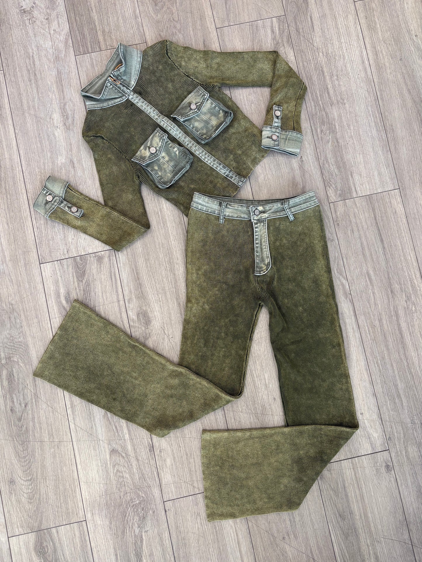 Knit 2pc Ribbed Pant Set