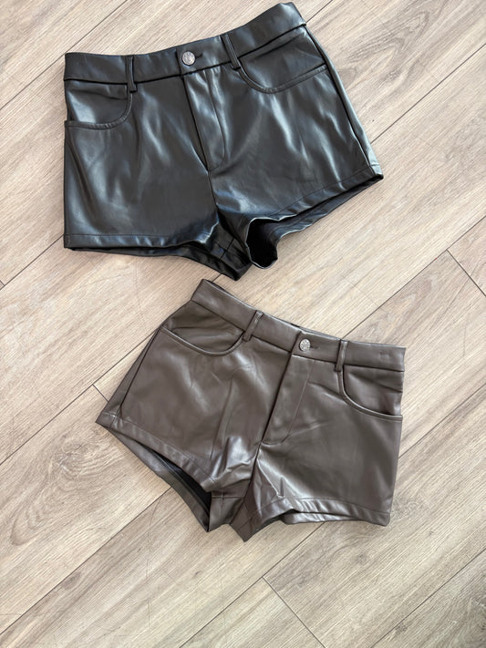 Leather High Rise Shorts
