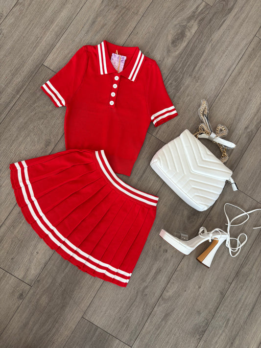 French Open Pleated Skirt set