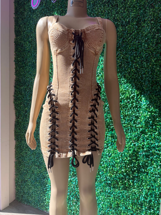Sand Wash Lace Up Dress