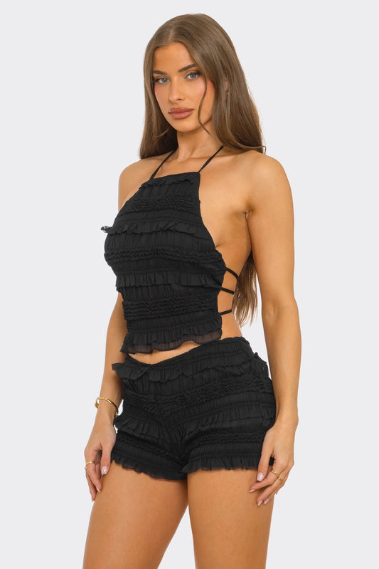 Rouched Ruffle Short set
