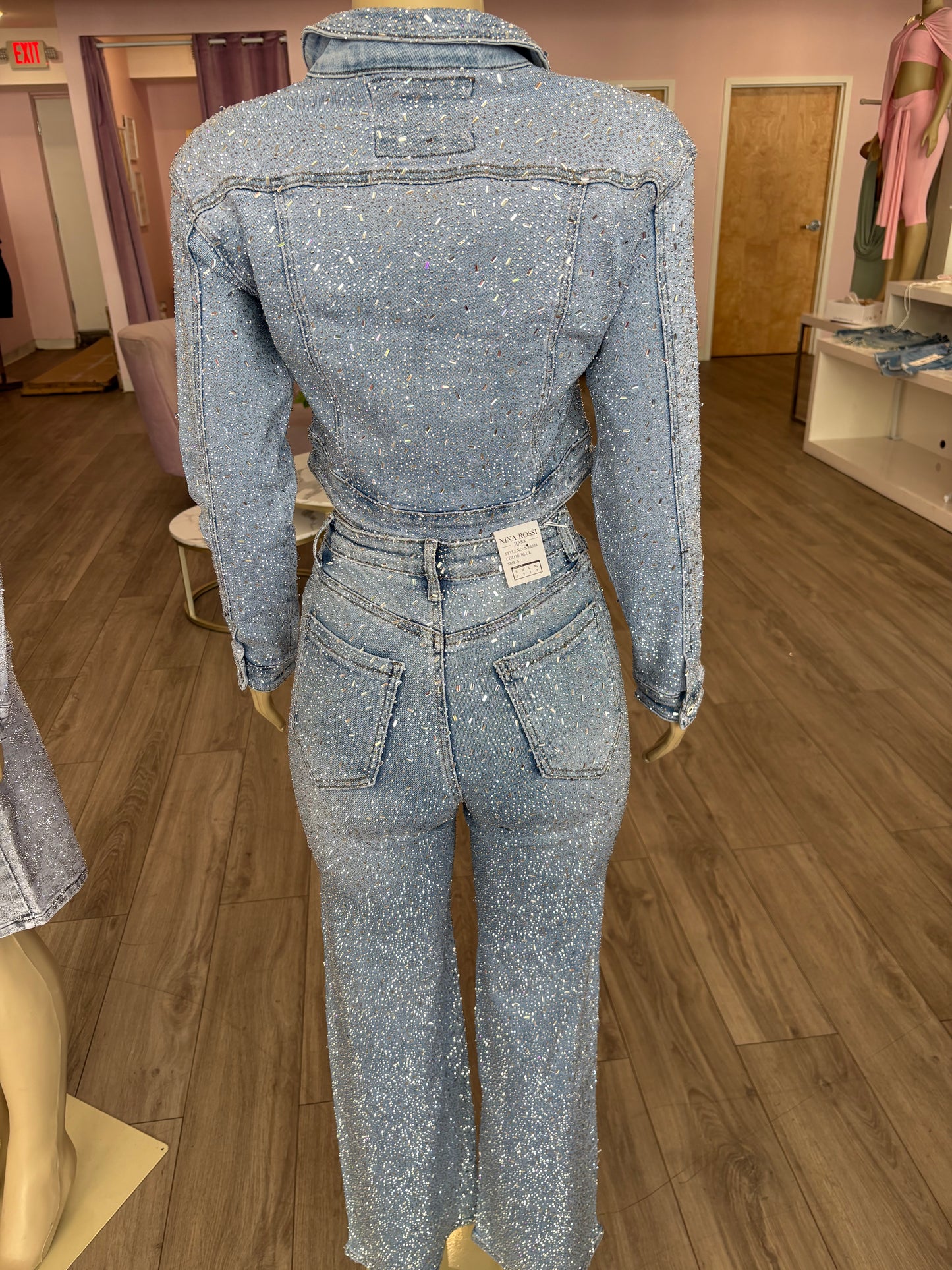 Confetti Rhinestone Jean Jacket set